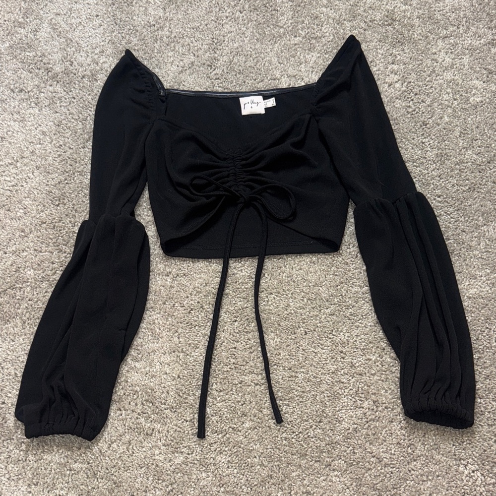 Oh Polly Black Ruched Top